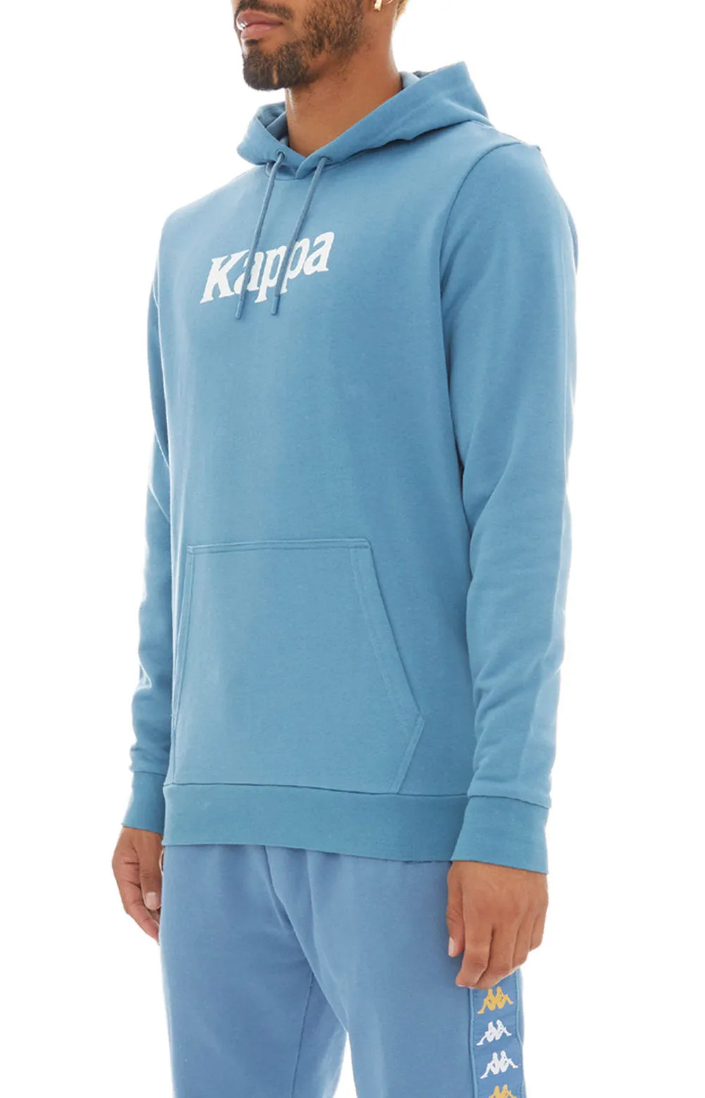 Kappa Men's Haris Pullover Hoodie - Navy Blue/White/Yellow Accents