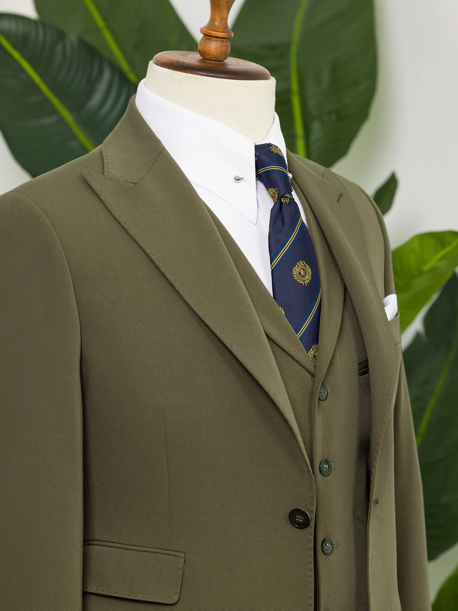 Khaki Slim-Fit Suit 3-Piece