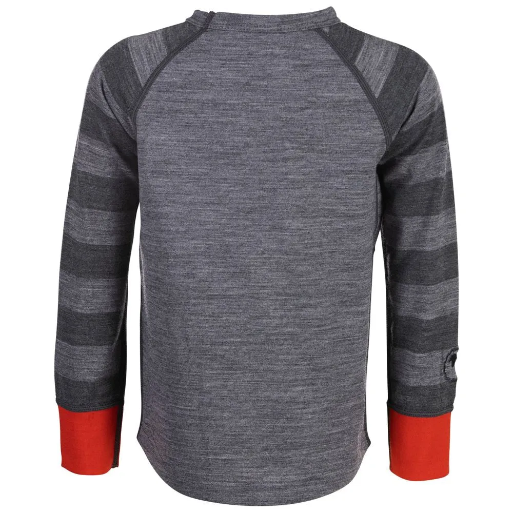 Kids Merino Blend 200 Long Sleeve Crew (Charcoal/Smoke)