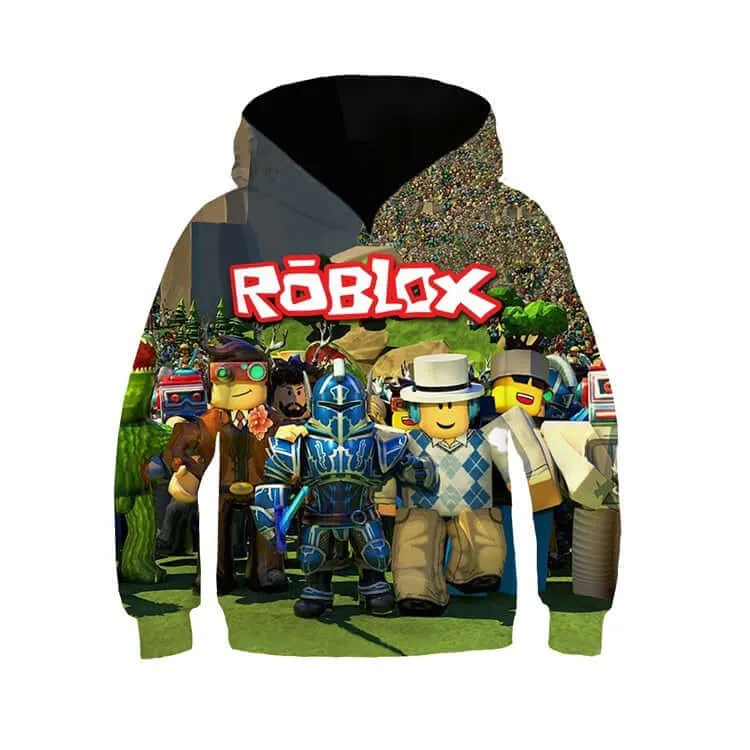 Kids Roblox Digital Allover Printed Pullover Hoodie