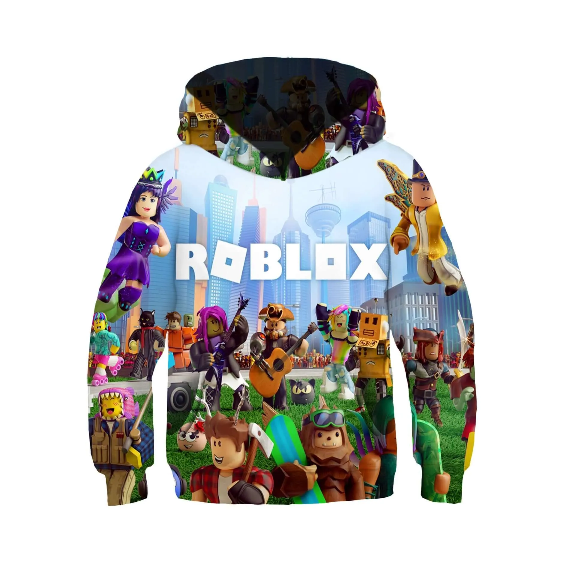 Kids Roblox Digital Allover Printed Pullover Hoodie