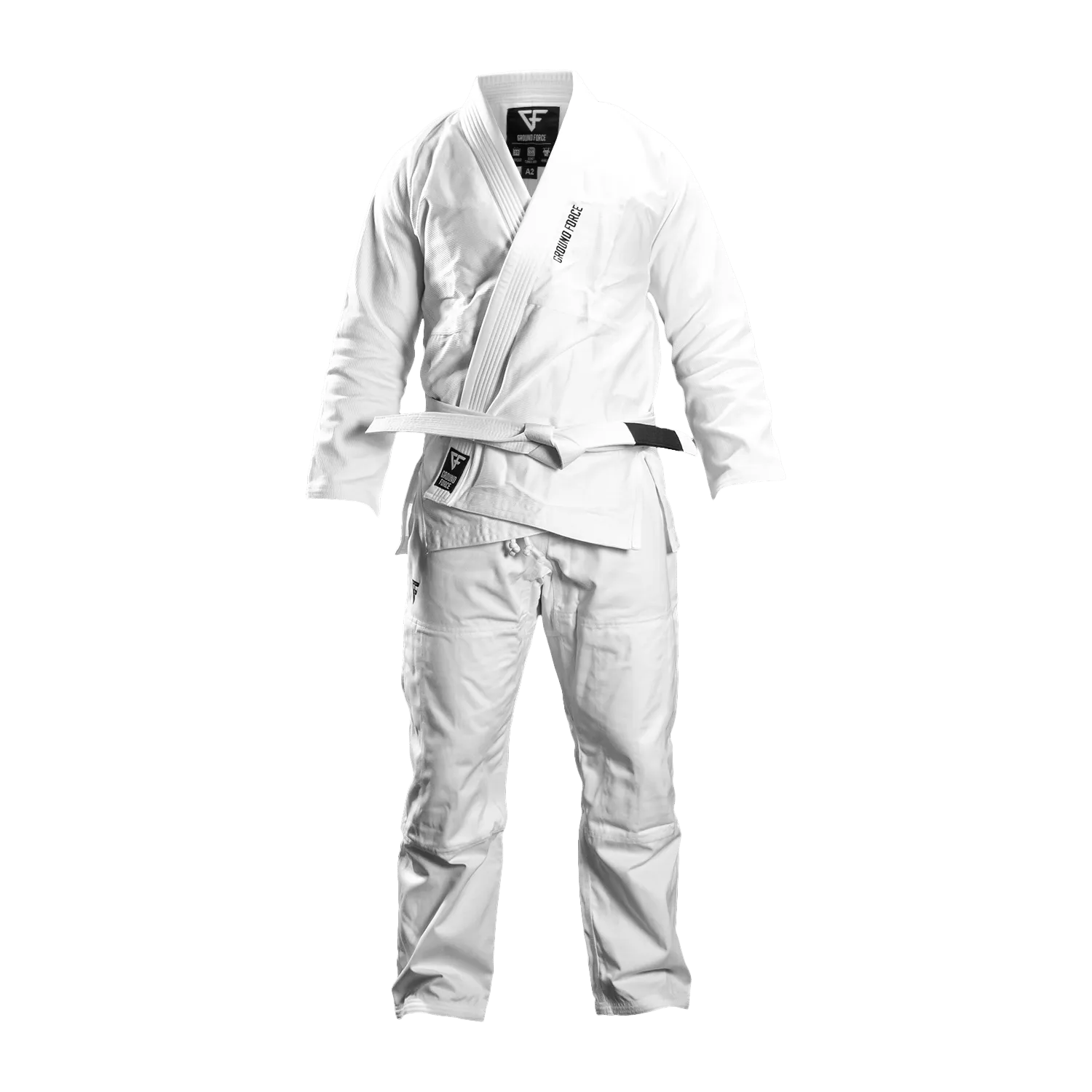 Kimono Brazilian Jiu Jitsu GROUND FORCE Basic Gi V2 - Alb (Centura Alba Inclusa)