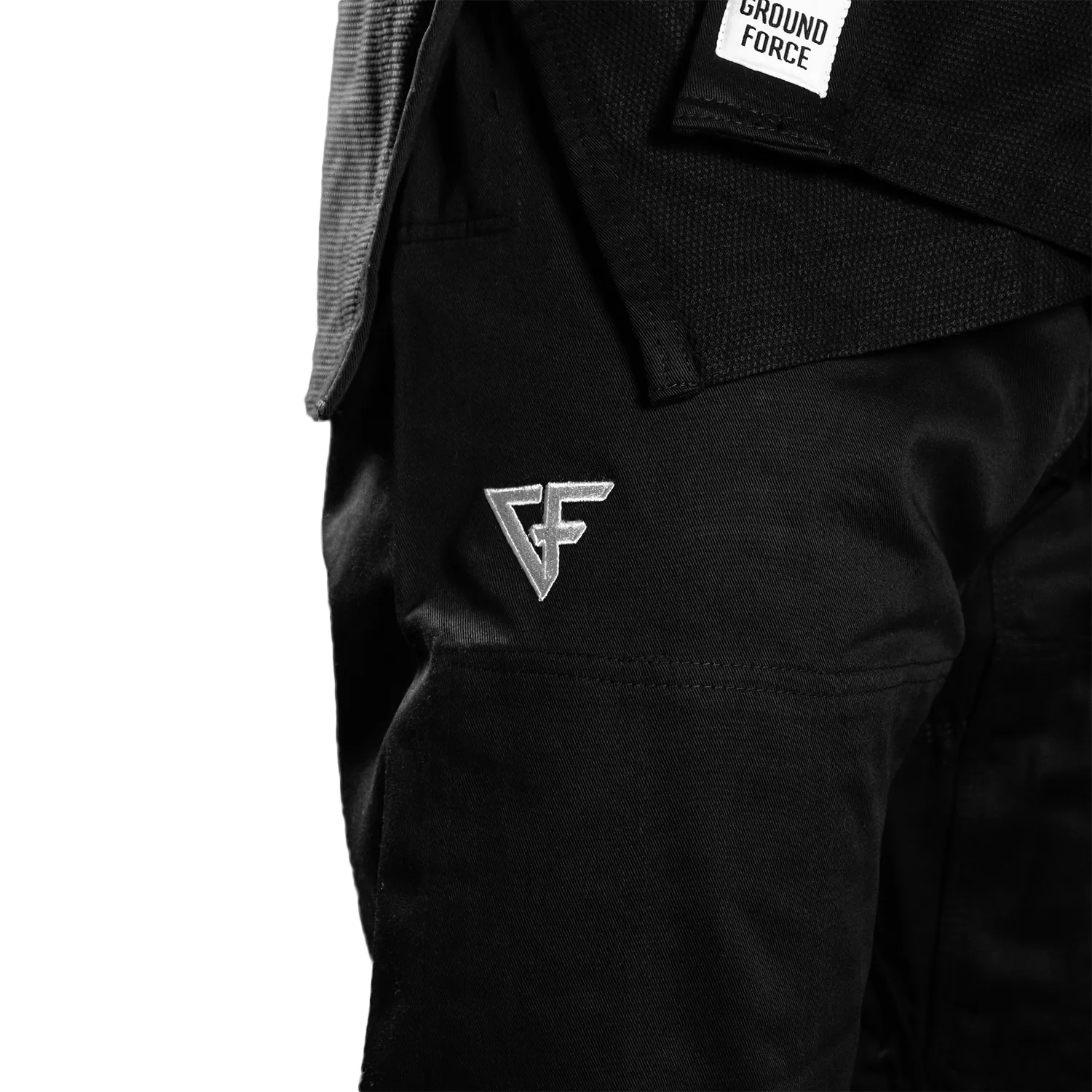 Kimono Brazilian Jiu Jitsu GROUND FORCE Basic Gi V2 - Negru (Centura Alba Inclusa)