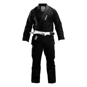 Kimono Brazilian Jiu Jitsu GROUND FORCE Basic Gi V2 - Negru (Centura Alba Inclusa)