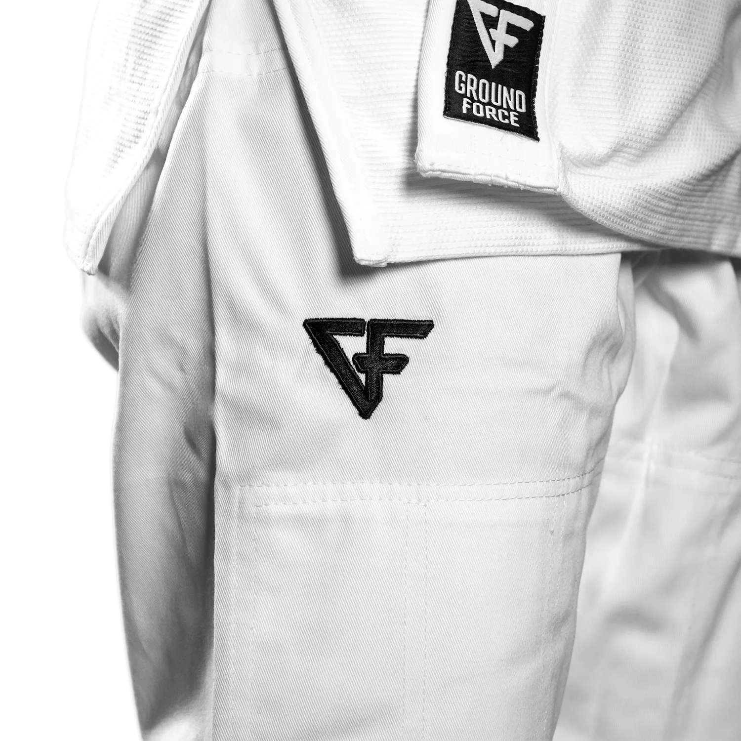 Kimono Femei Brazilian Jiu Jitsu GROUND FORCE Basic Gi V2 - Alb (Centura Alba Inclusa)