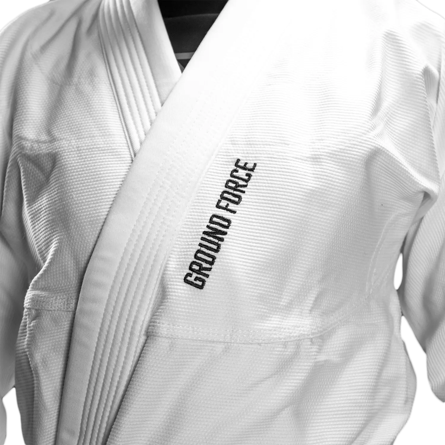 Kimono Femei Brazilian Jiu Jitsu GROUND FORCE Basic Gi V2 - Alb (Centura Alba Inclusa)