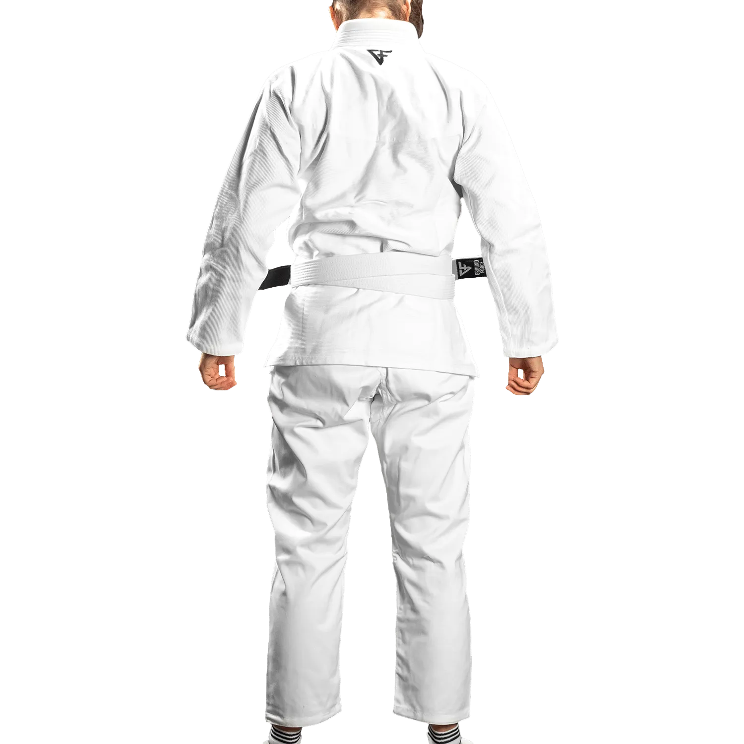 Kimono Femei Brazilian Jiu Jitsu GROUND FORCE Basic Gi V2 - Alb (Centura Alba Inclusa)