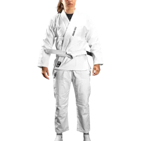 Kimono Femei Brazilian Jiu Jitsu GROUND FORCE Basic Gi V2 - Alb (Centura Alba Inclusa)