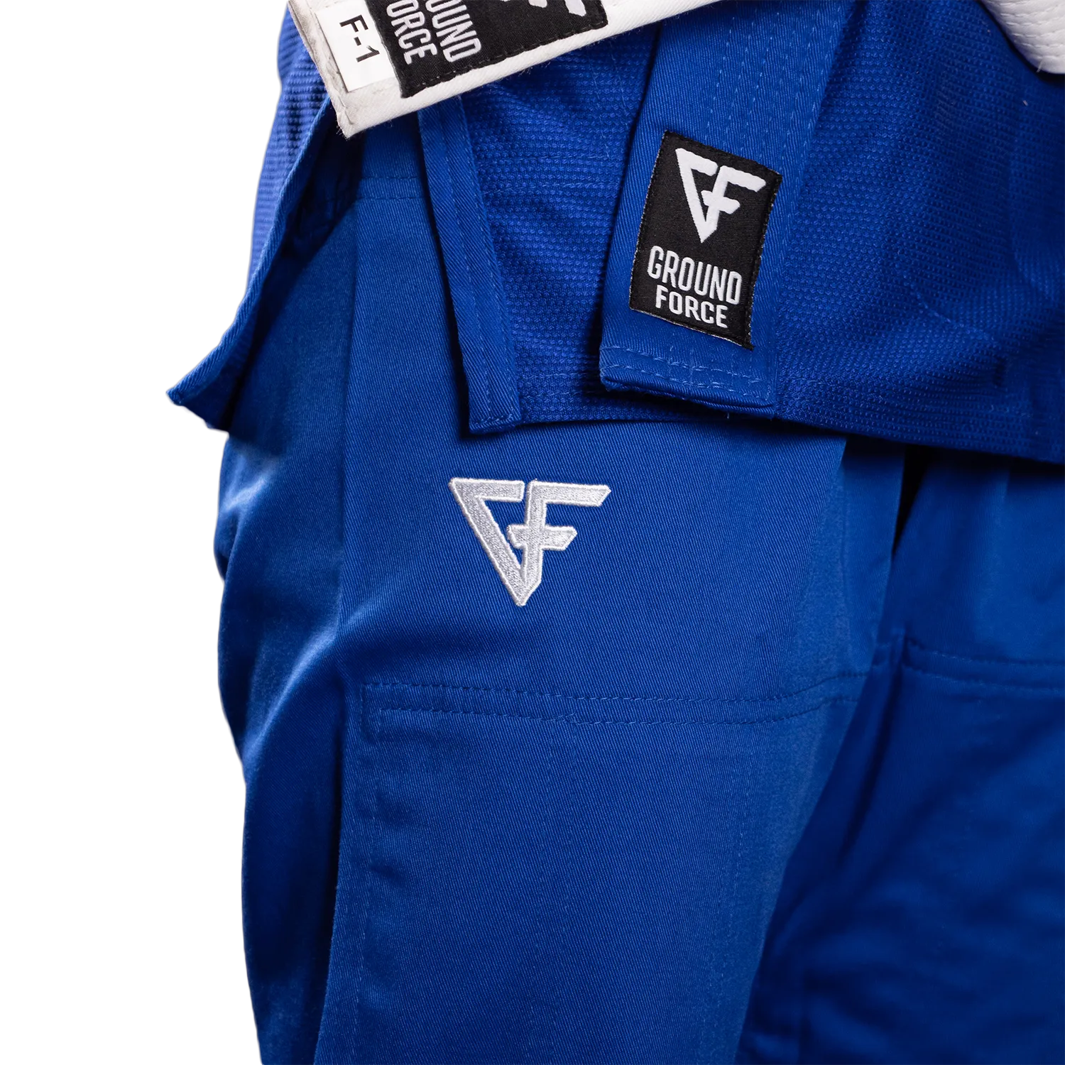 Kimono Femei Brazilian Jiu Jitsu GROUND FORCE Basic Gi V2 - Albastru (Centura Alba Inclusa)