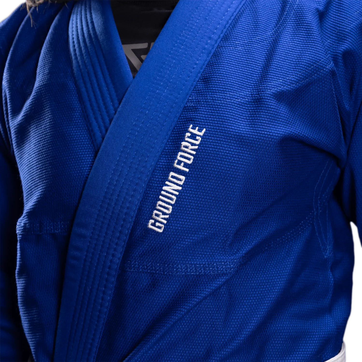 Kimono Femei Brazilian Jiu Jitsu GROUND FORCE Basic Gi V2 - Albastru (Centura Alba Inclusa)