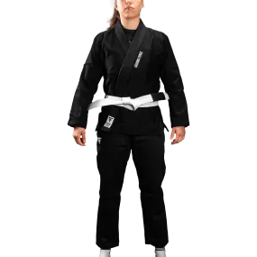 Kimono Femei Brazilian Jiu Jitsu GROUND FORCE Basic Gi V2 - Negru (Centura Alba Inclusa)