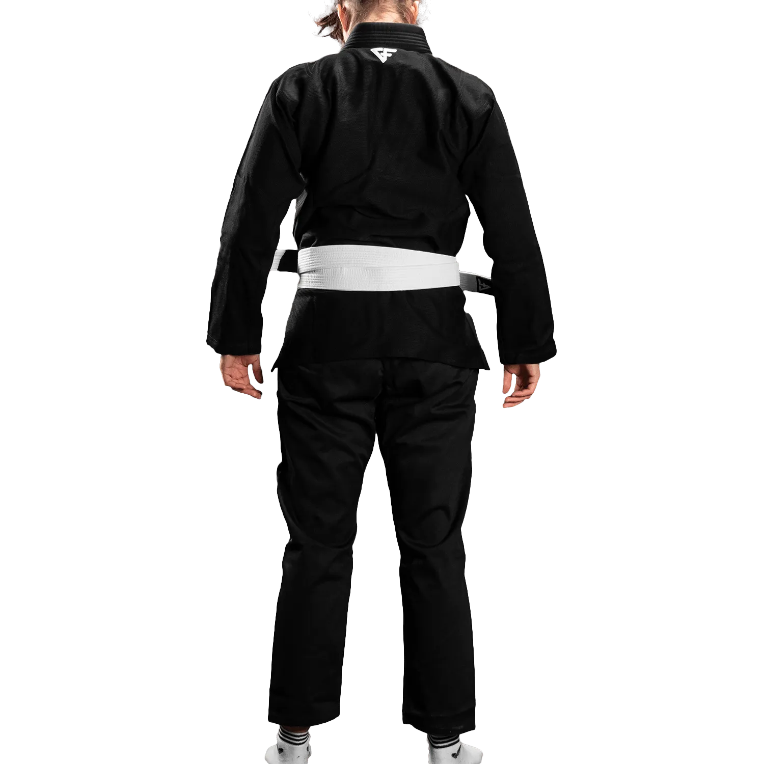 Kimono Femei Brazilian Jiu Jitsu GROUND FORCE Basic Gi V2 - Negru (Centura Alba Inclusa)