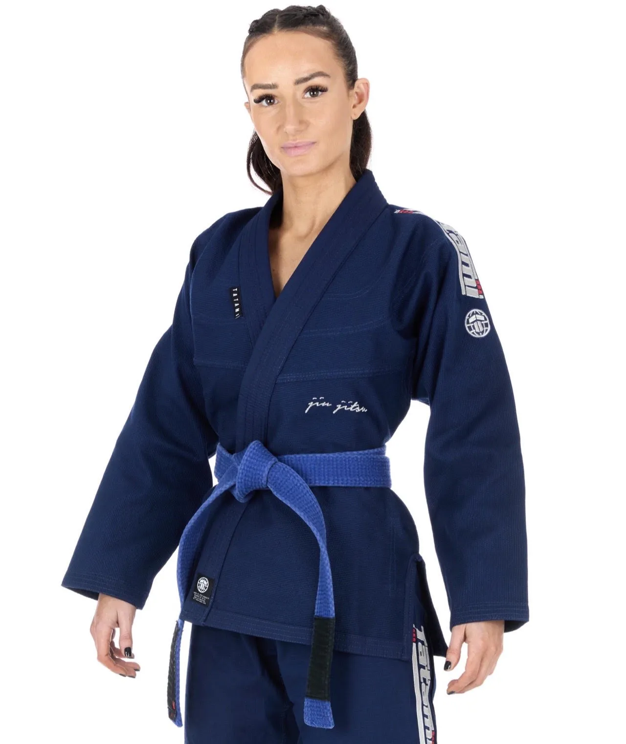 Kimono Femei Brazilian Jiu Jitsu TATAMI Elements Superlite Gi - Albastru Inchis (Centura Alba Inclusa)