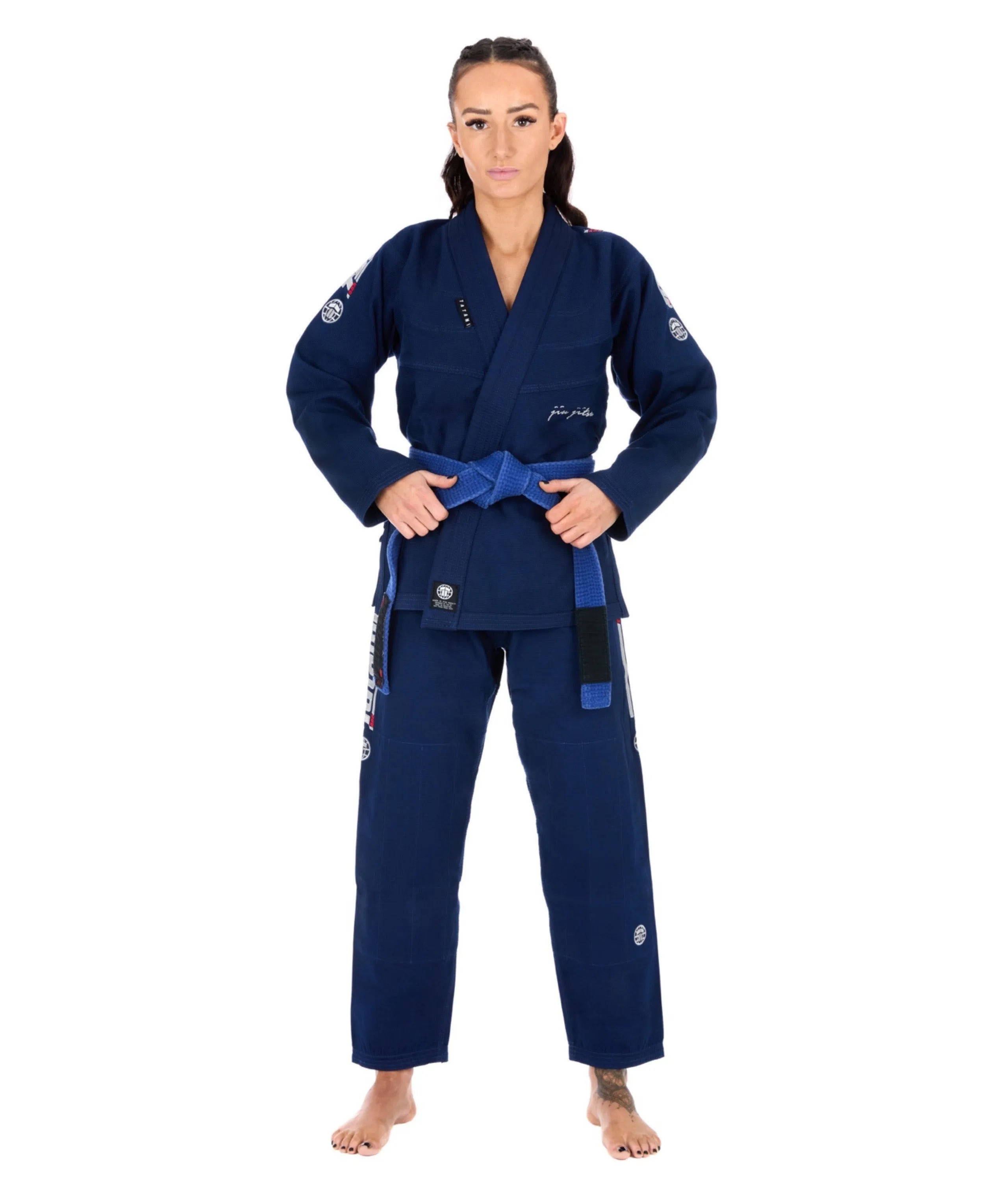 Kimono Femei Brazilian Jiu Jitsu TATAMI Elements Superlite Gi - Albastru Inchis (Centura Alba Inclusa)