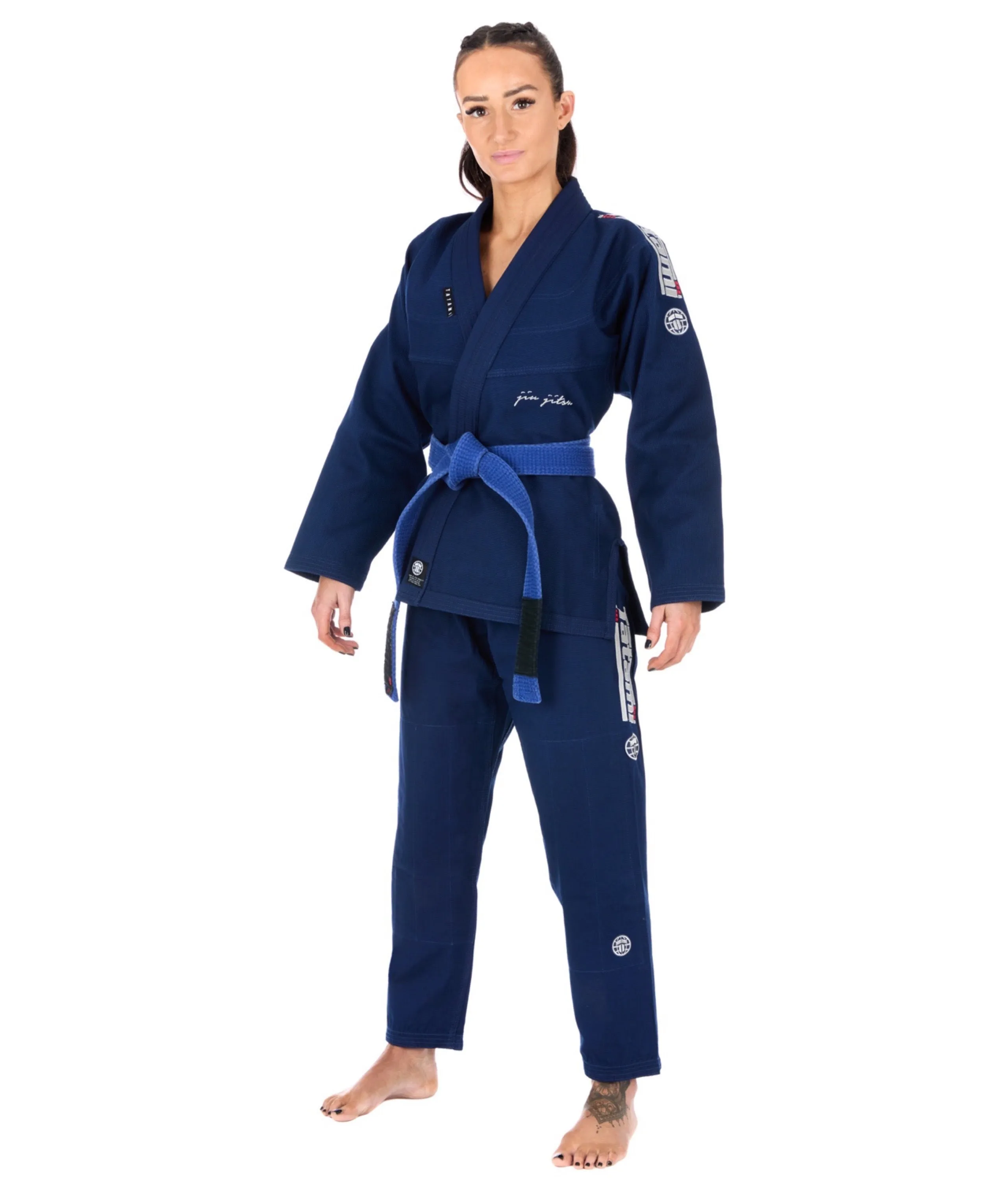 Kimono Femei Brazilian Jiu Jitsu TATAMI Elements Superlite Gi - Albastru Inchis (Centura Alba Inclusa)