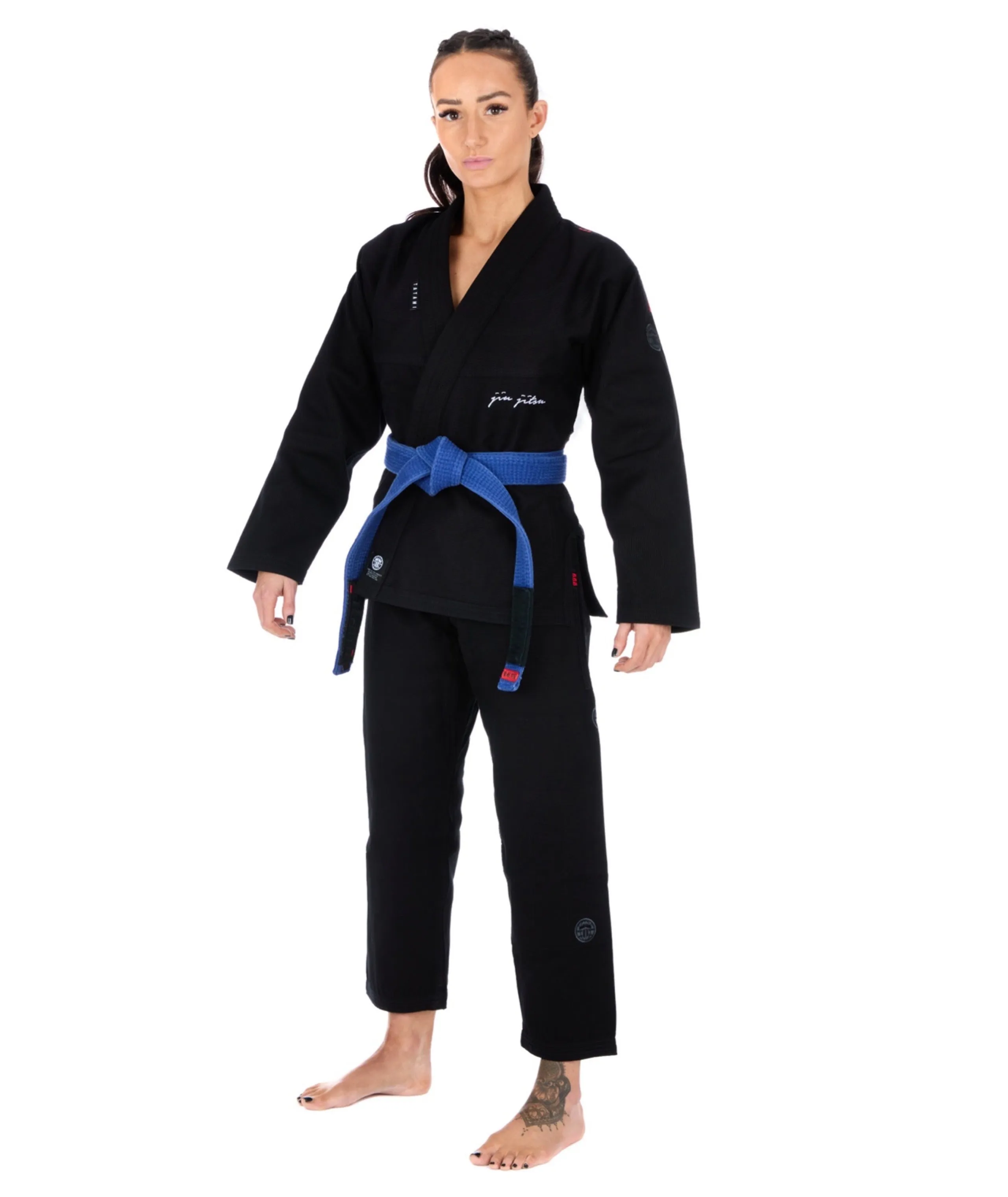 Kimono Femei Brazilian Jiu Jitsu TATAMI Elements Superlite Gi - Negru (Centura Alba Inclusa)