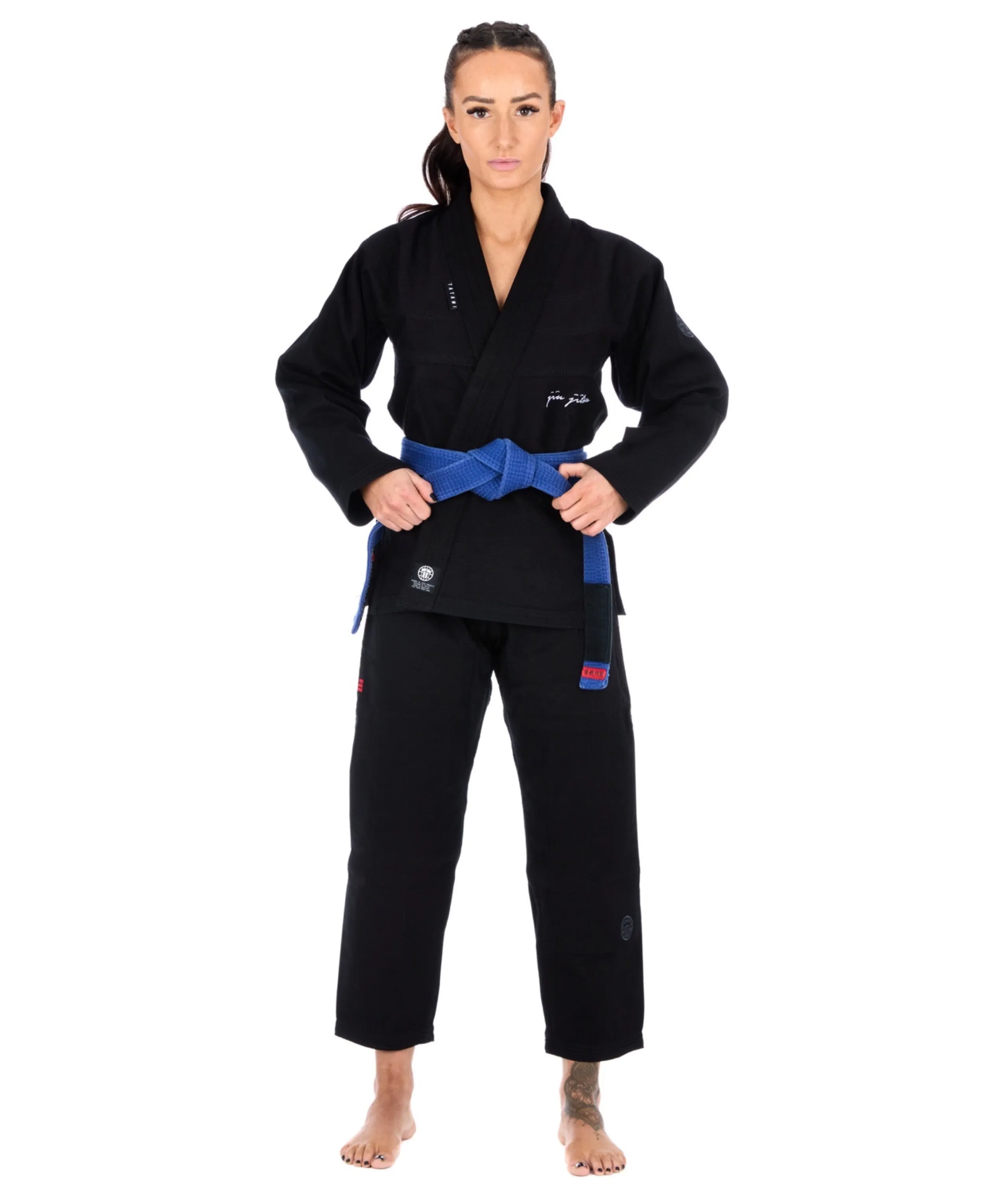 Kimono Femei Brazilian Jiu Jitsu TATAMI Elements Superlite Gi - Negru (Centura Alba Inclusa)