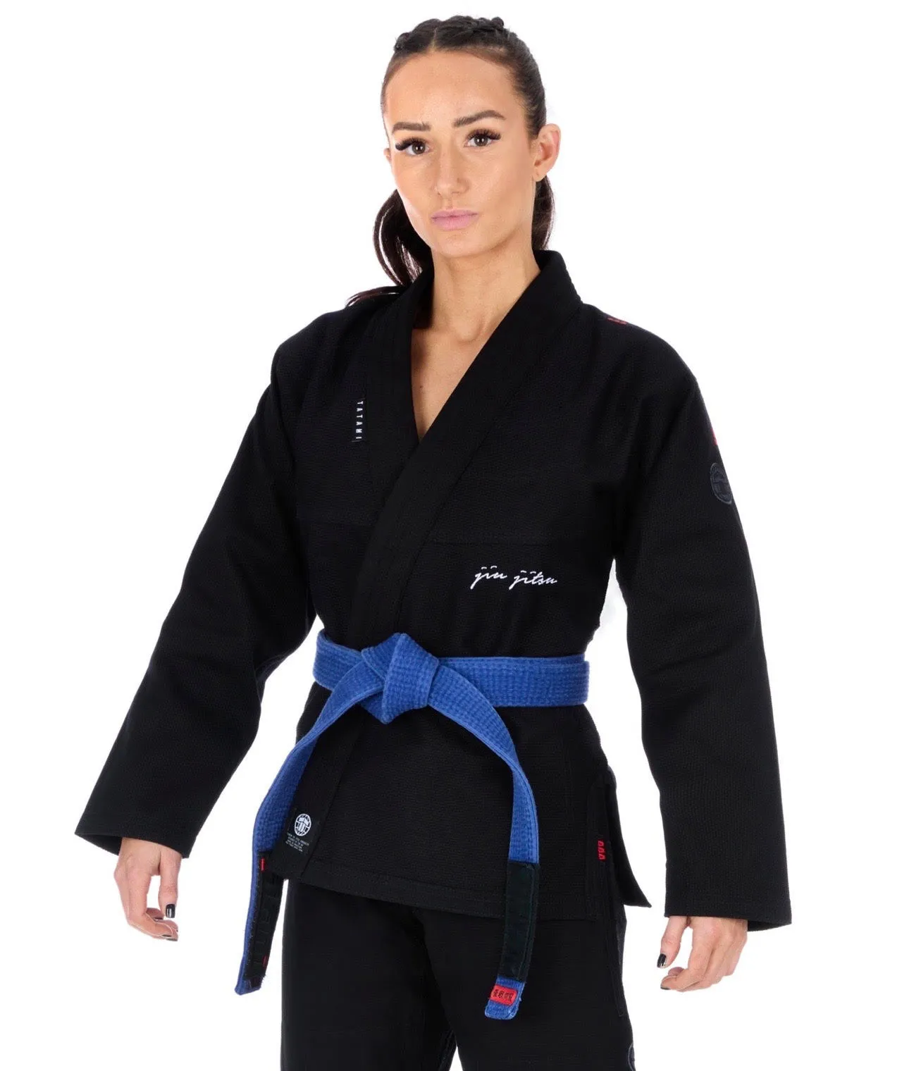 Kimono Femei Brazilian Jiu Jitsu TATAMI Elements Superlite Gi - Negru (Centura Alba Inclusa)