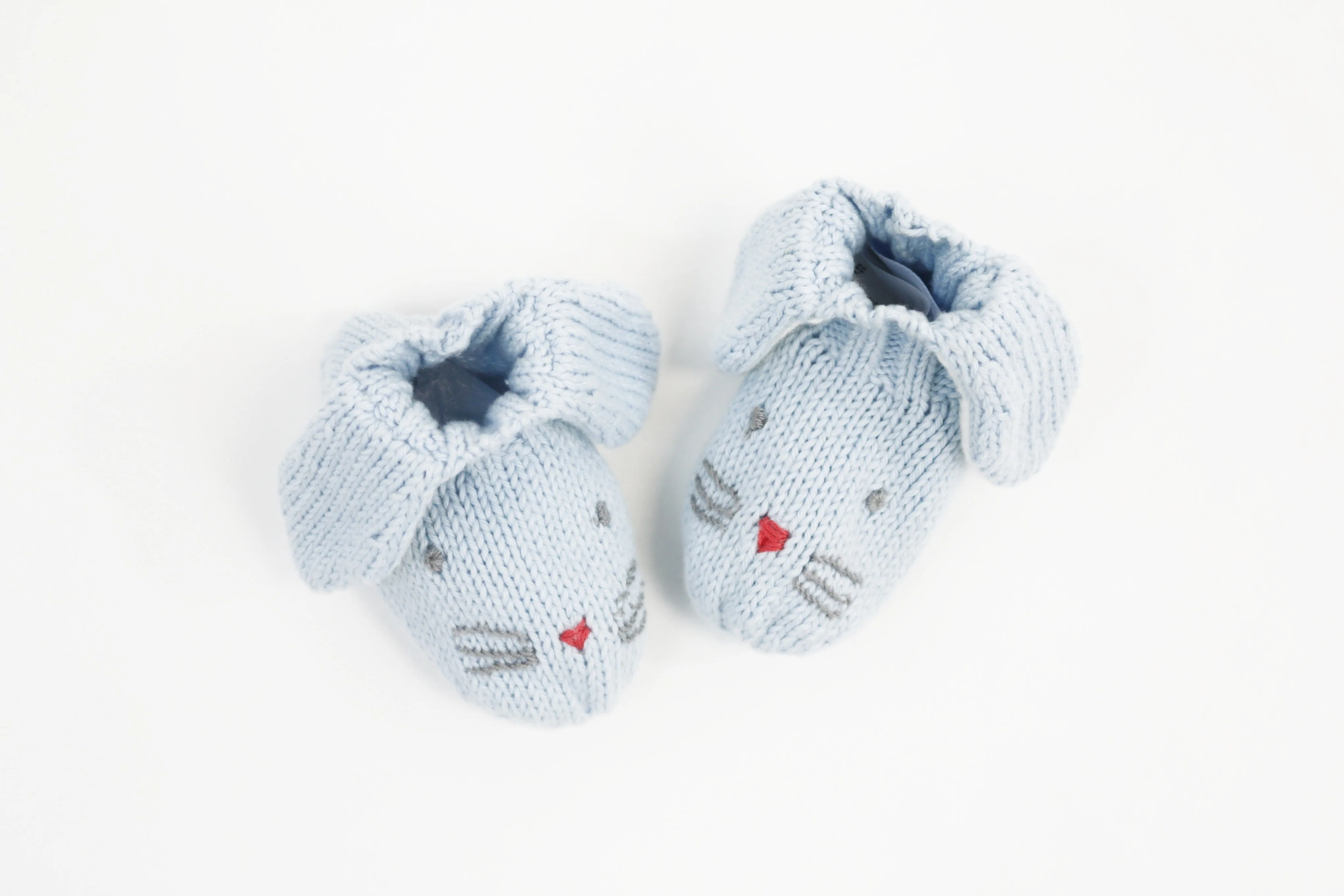 Knit Bunny Slippers -- Sky Blue