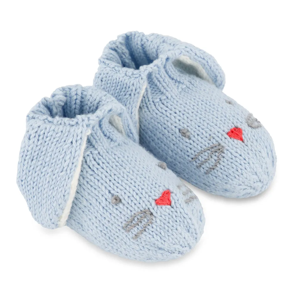 Knit Bunny Slippers -- Sky Blue