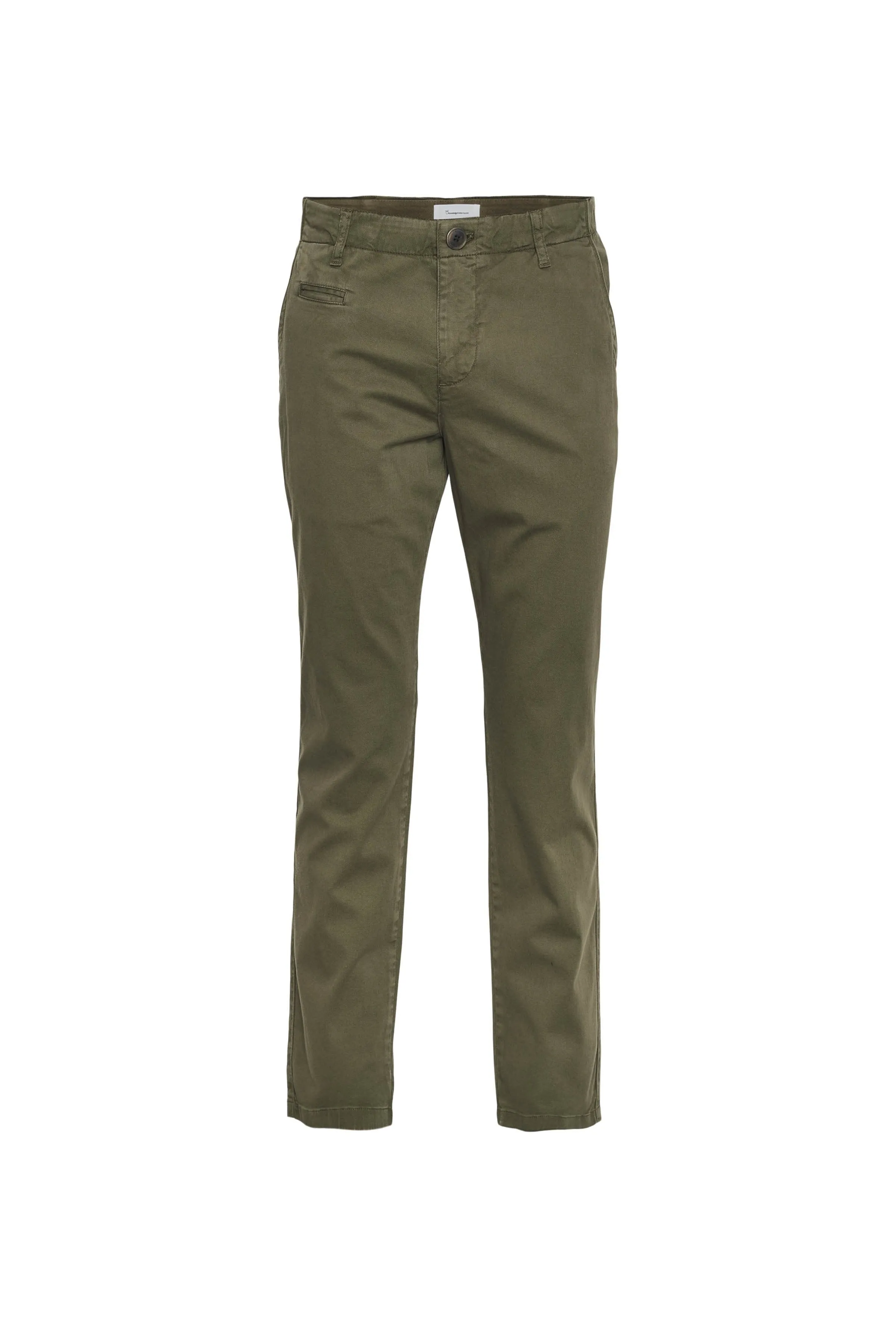 Knowledge Cotton Chuck Regular Stretched Chino Pant In Forest - GOTS Vegan