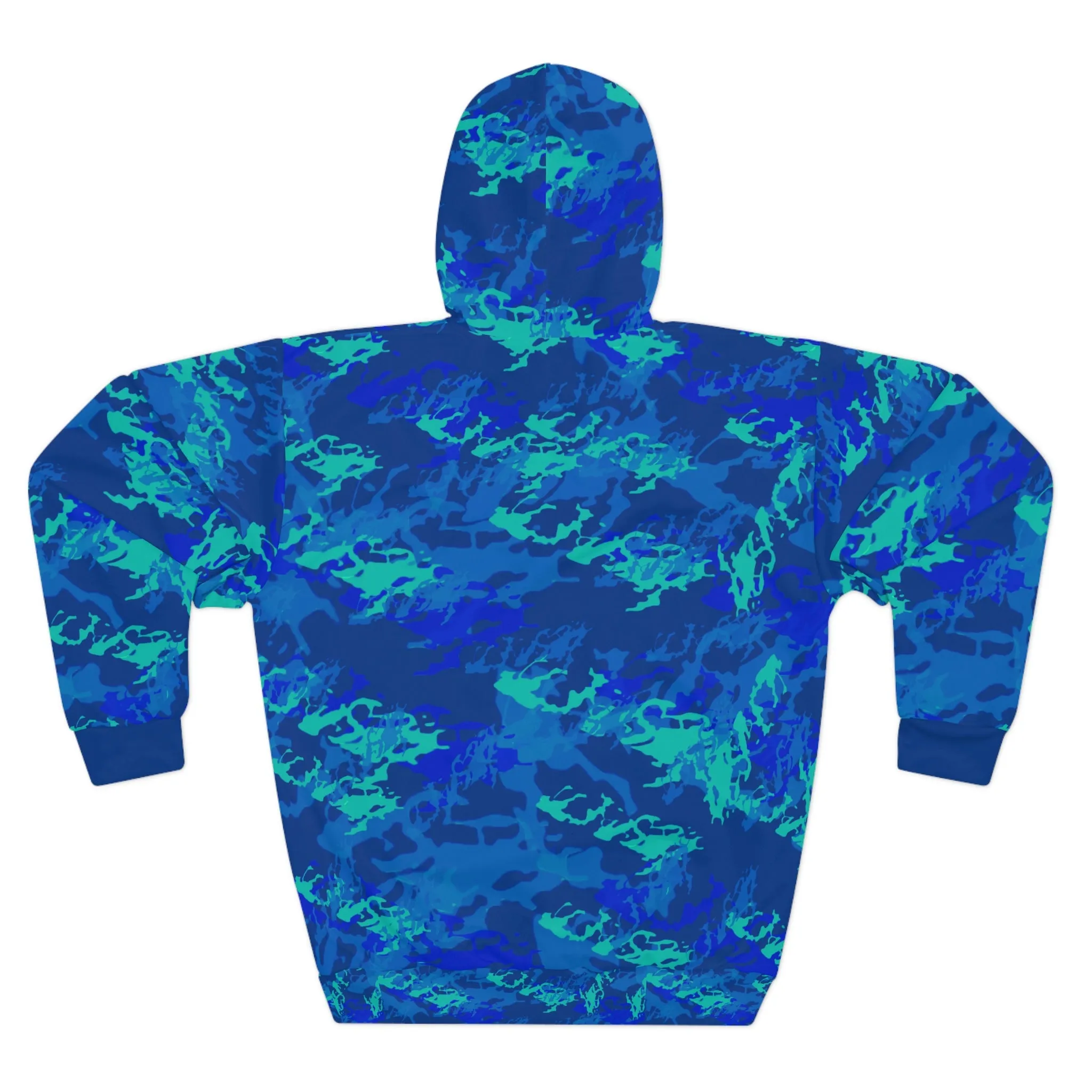 Lake Vermilion - MN - CUSTOM Vermilook® Blue Camo - Dark Blue Pocket - AOP Unisex Pullover Hoodie