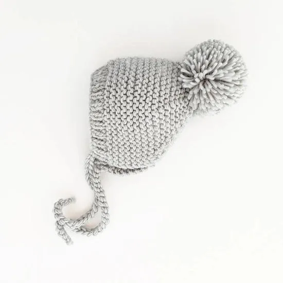 Light Grey Garter Stitch Knit Bonnet