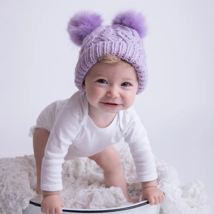 Lilac Fluffer Beanie Hat for Babies, Toddlers & Kids