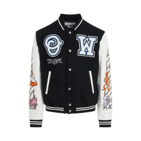 Logic Patch Varsity Jacket in Black White