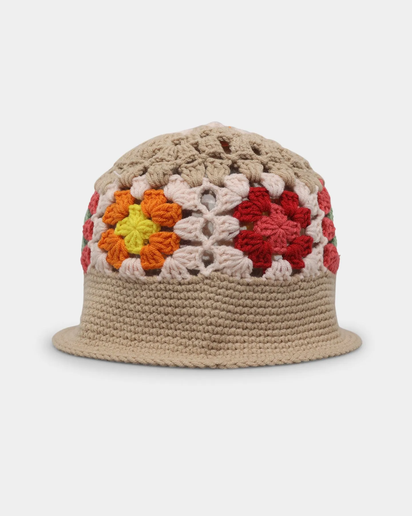 Loiter Crochet Bucket Hat Tan/Multi-Coloured