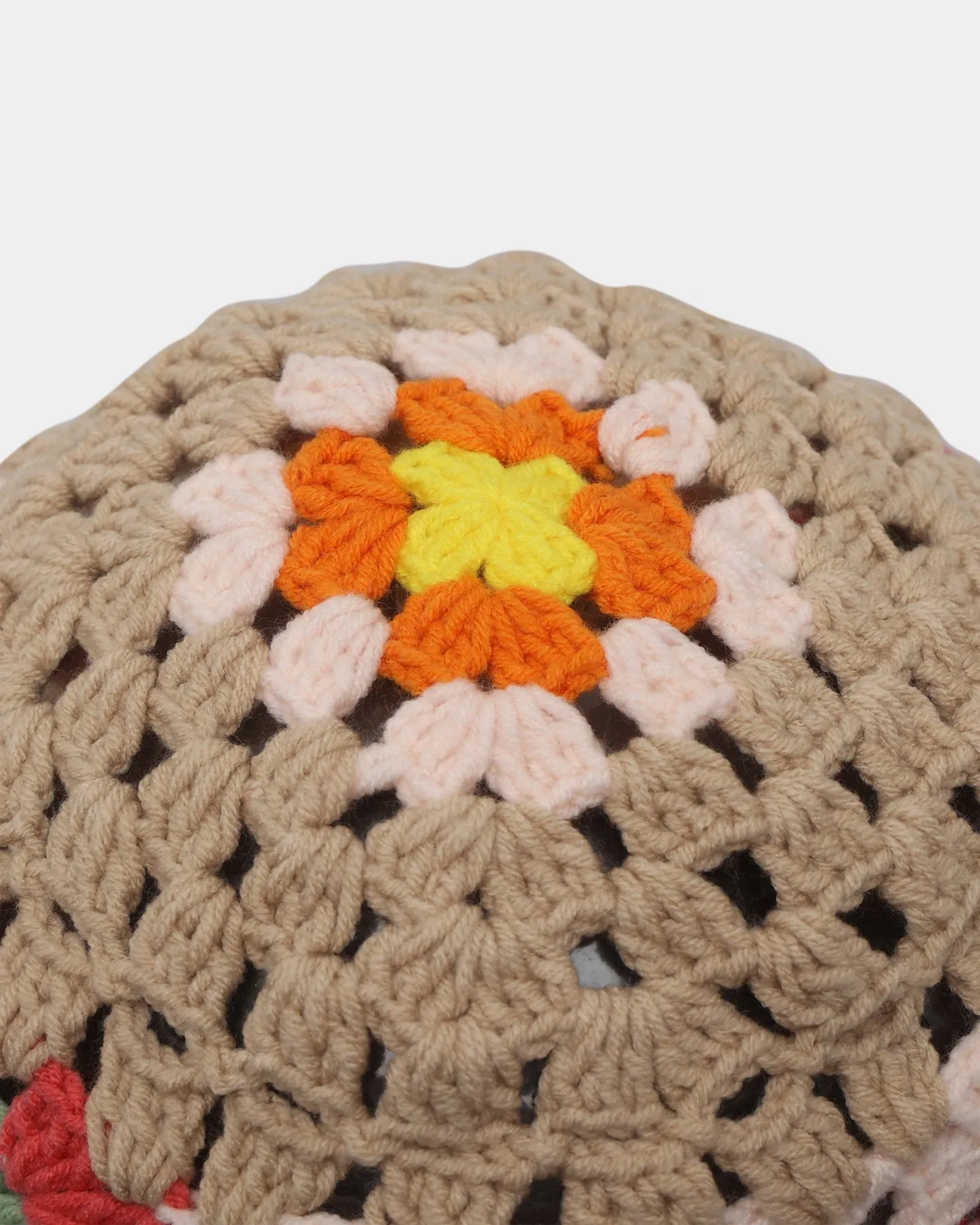 Loiter Crochet Bucket Hat Tan/Multi-Coloured