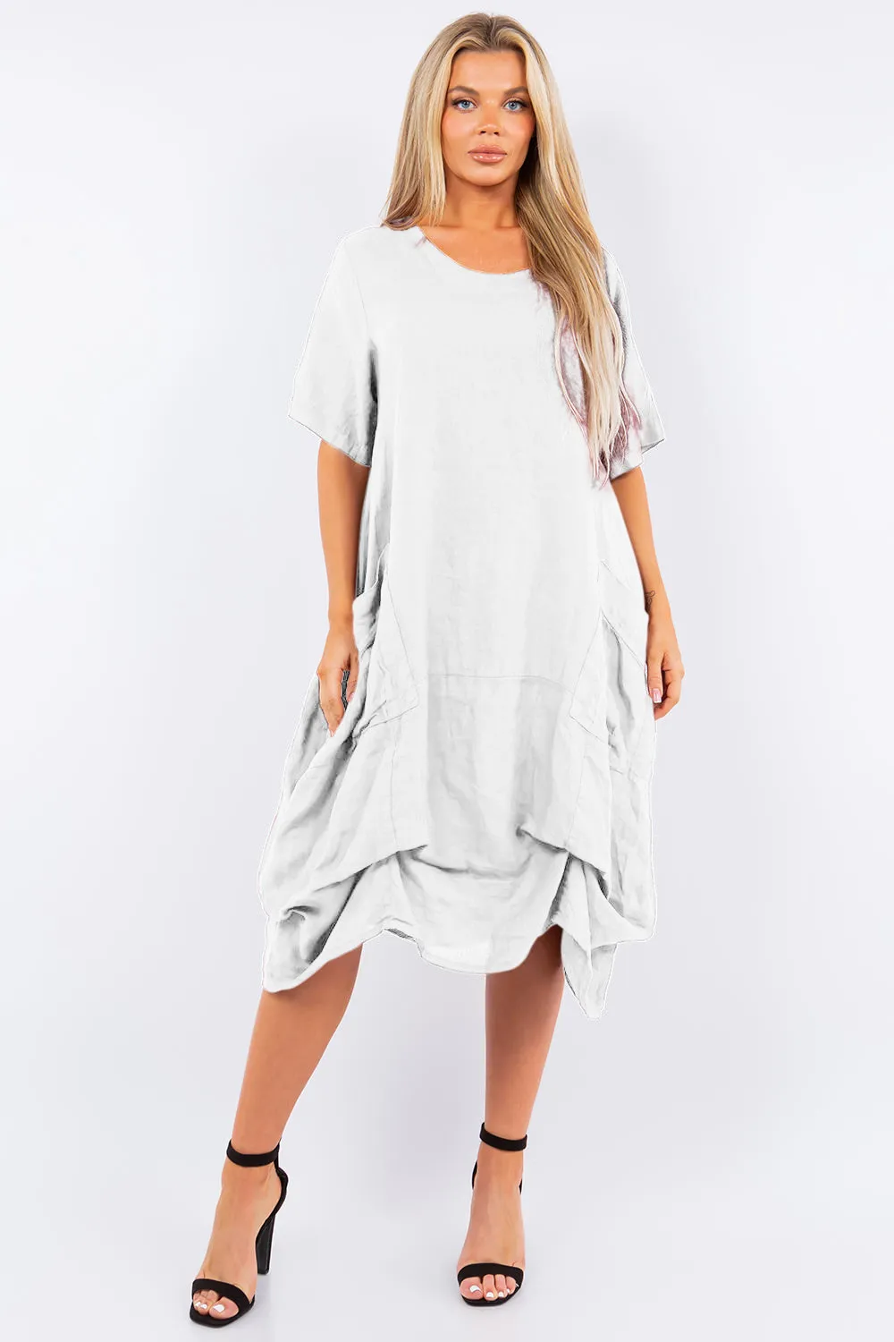 Long  Italian Linen Tie Bottom Dress