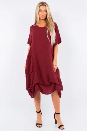 Long  Italian Linen Tie Bottom Dress