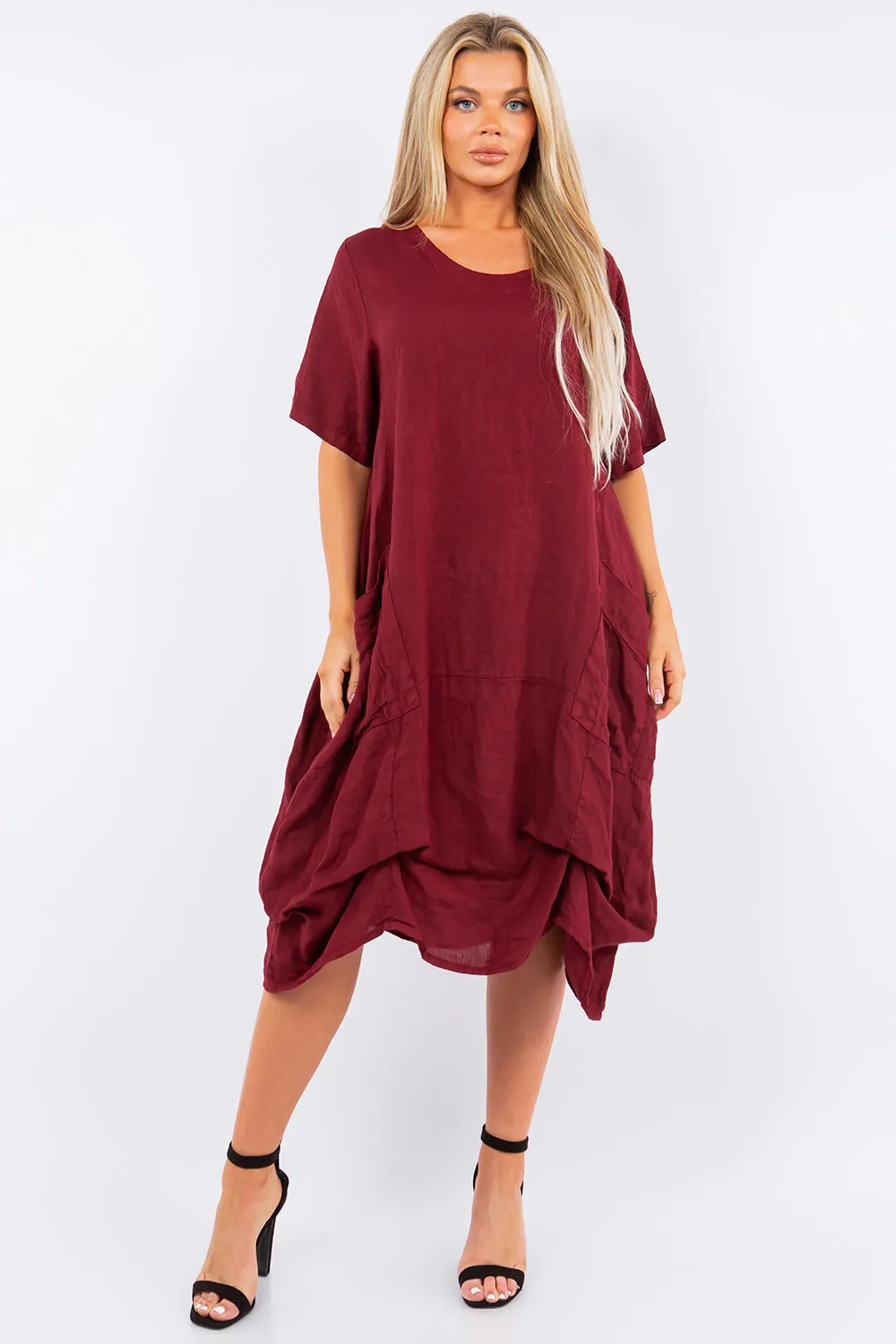 Long  Italian Linen Tie Bottom Dress