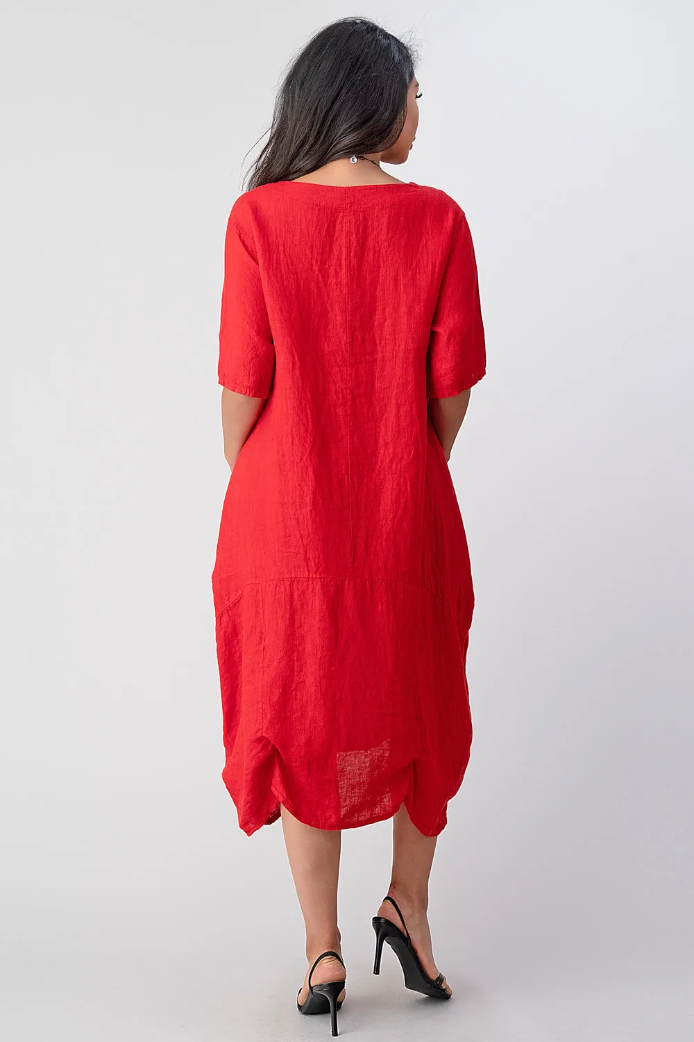 Long  Italian Linen Tie Bottom Dress