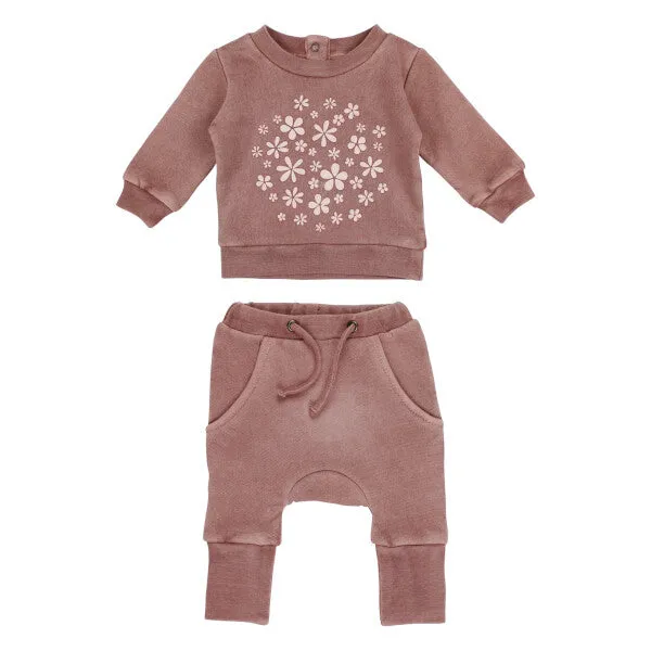 L’ovedbaby Cozy Organic Graphic Sweatshirt & Jogger Set - Rosewood Flower