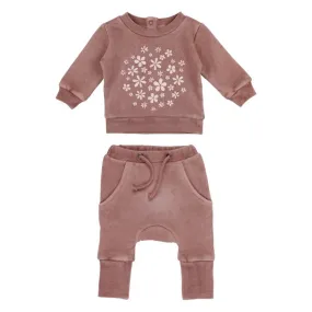 L’ovedbaby Cozy Organic Graphic Sweatshirt & Jogger Set - Rosewood Flower