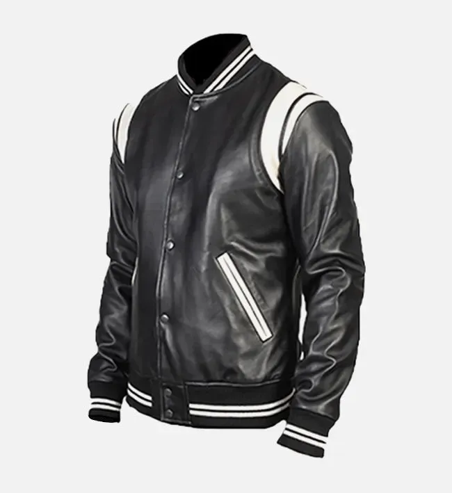 Men's Black Varsity Leather Jacket