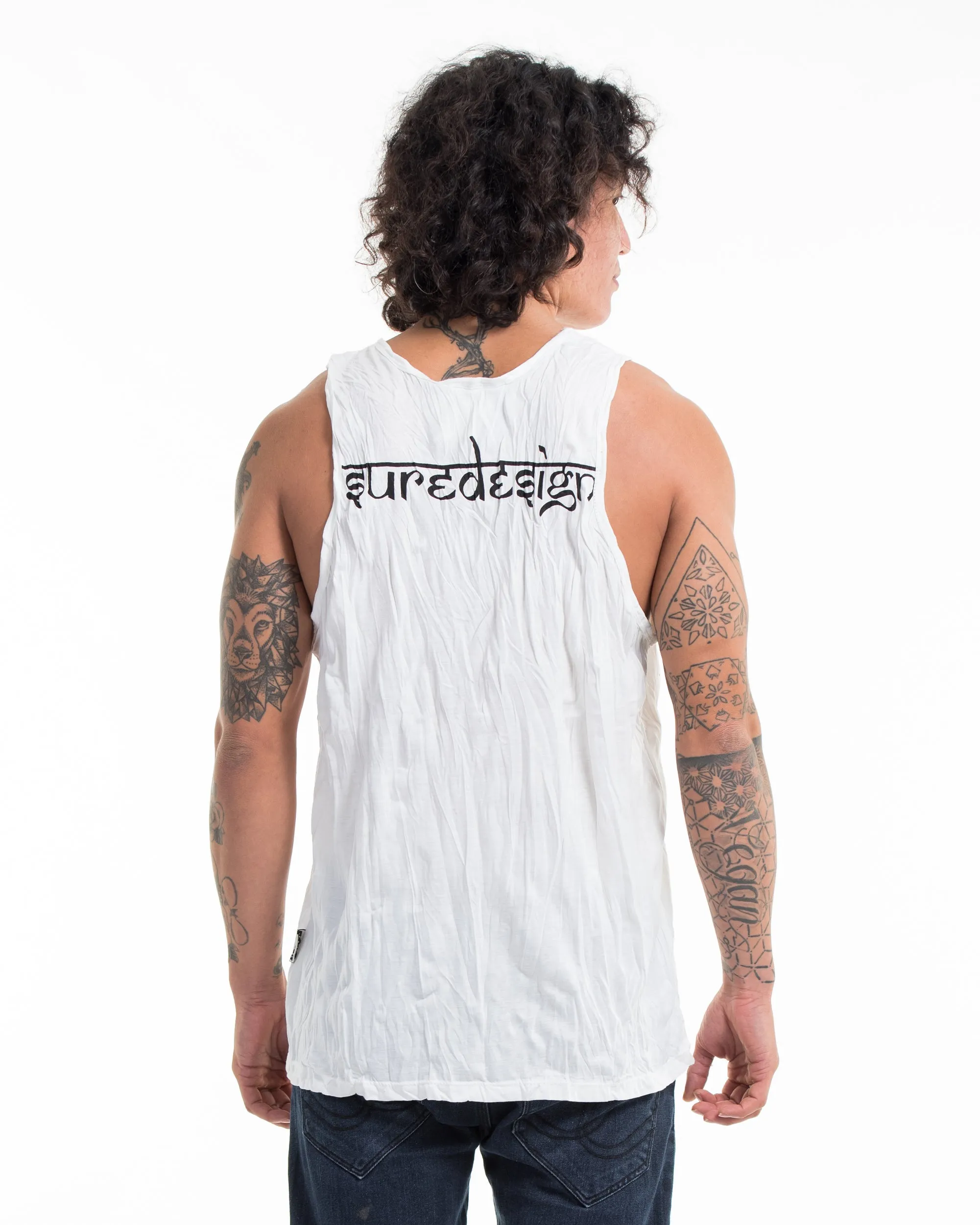 Mens Hand of Om Tank Top in White