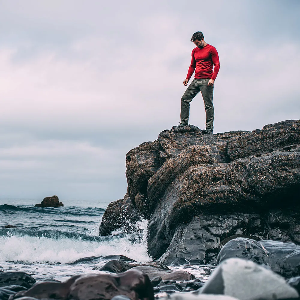 Mens Merino 180 Long Sleeve Crew (Red)