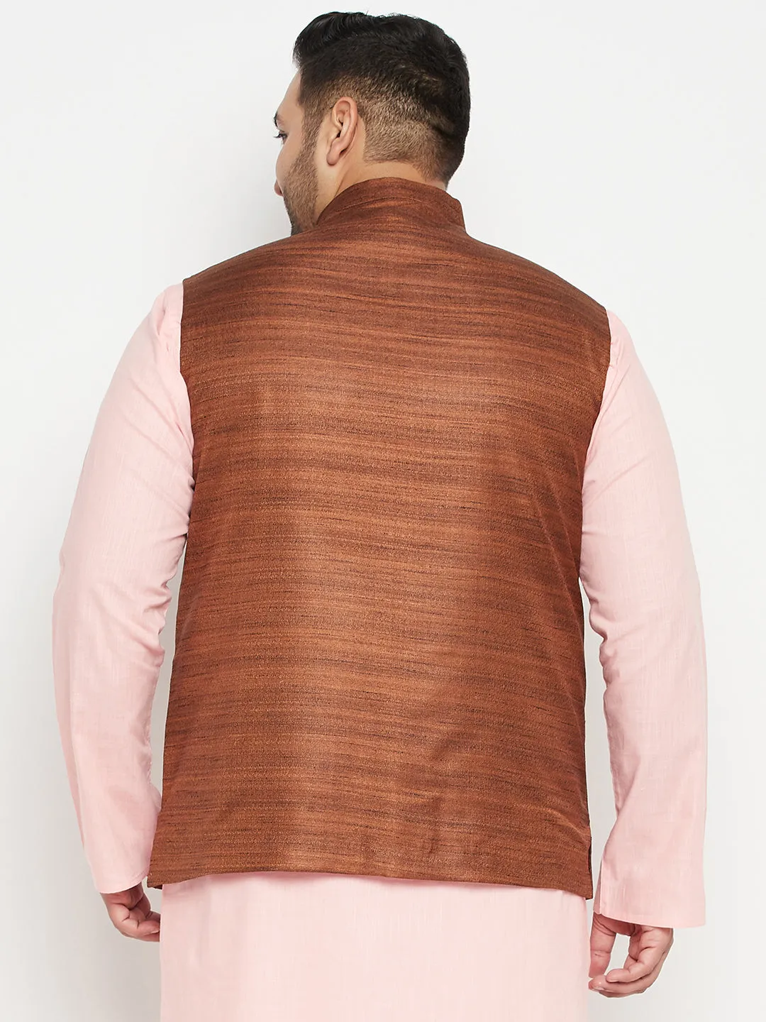 Men's Plus Coffee Brown Nehru Jacket - Vastramay