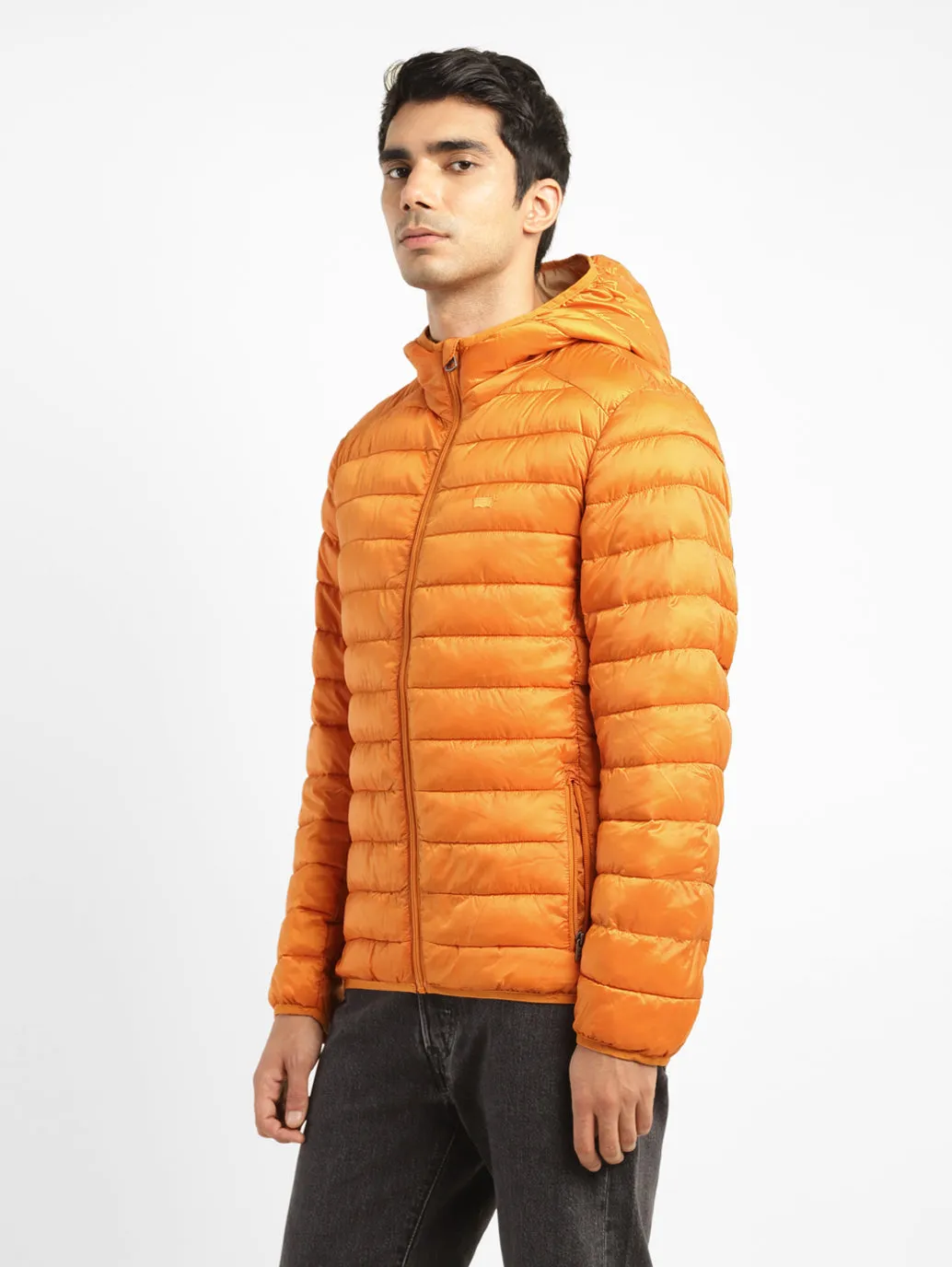 Men's Solid Orange Quilted Jacket