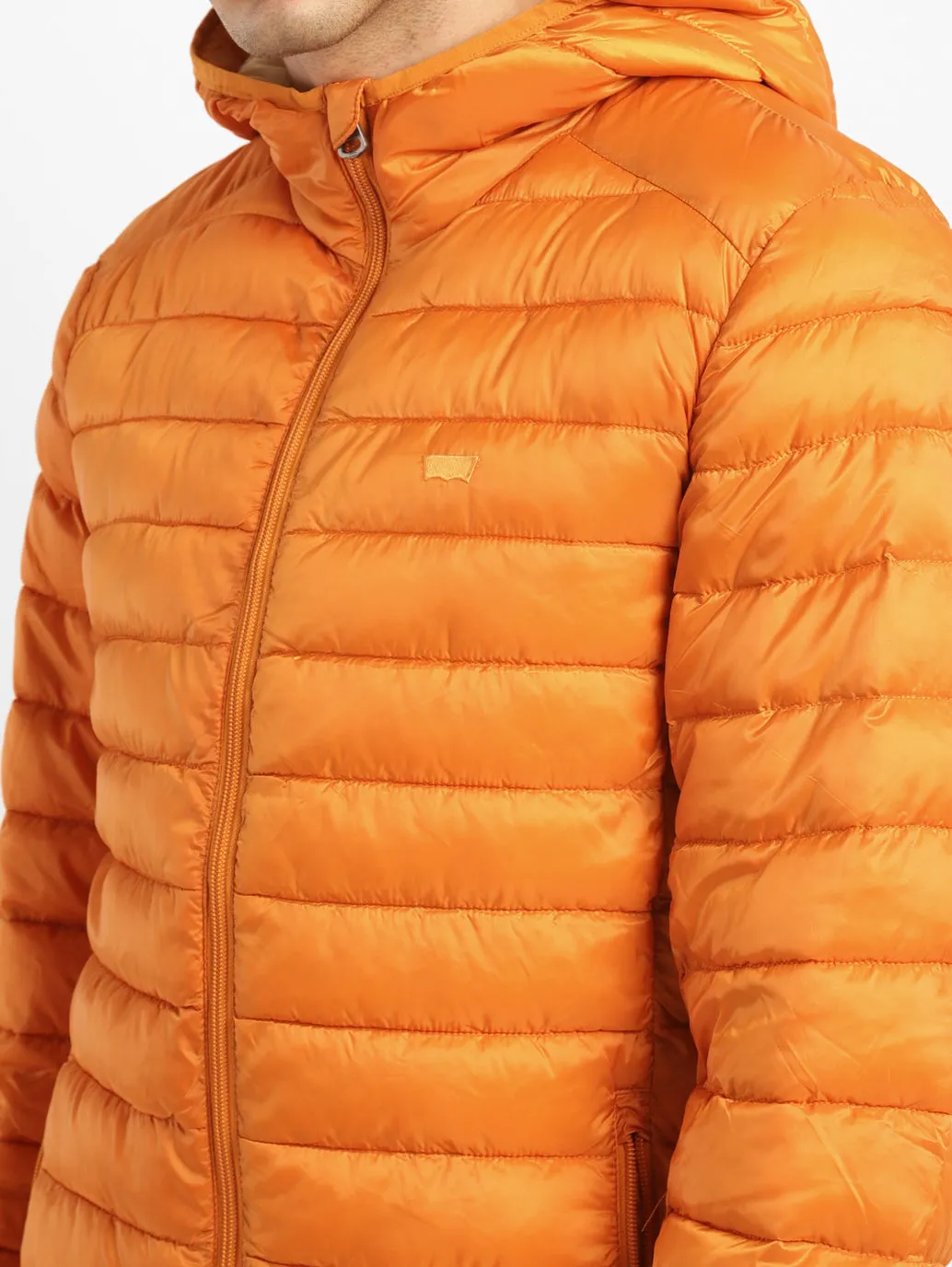 Men's Solid Orange Quilted Jacket