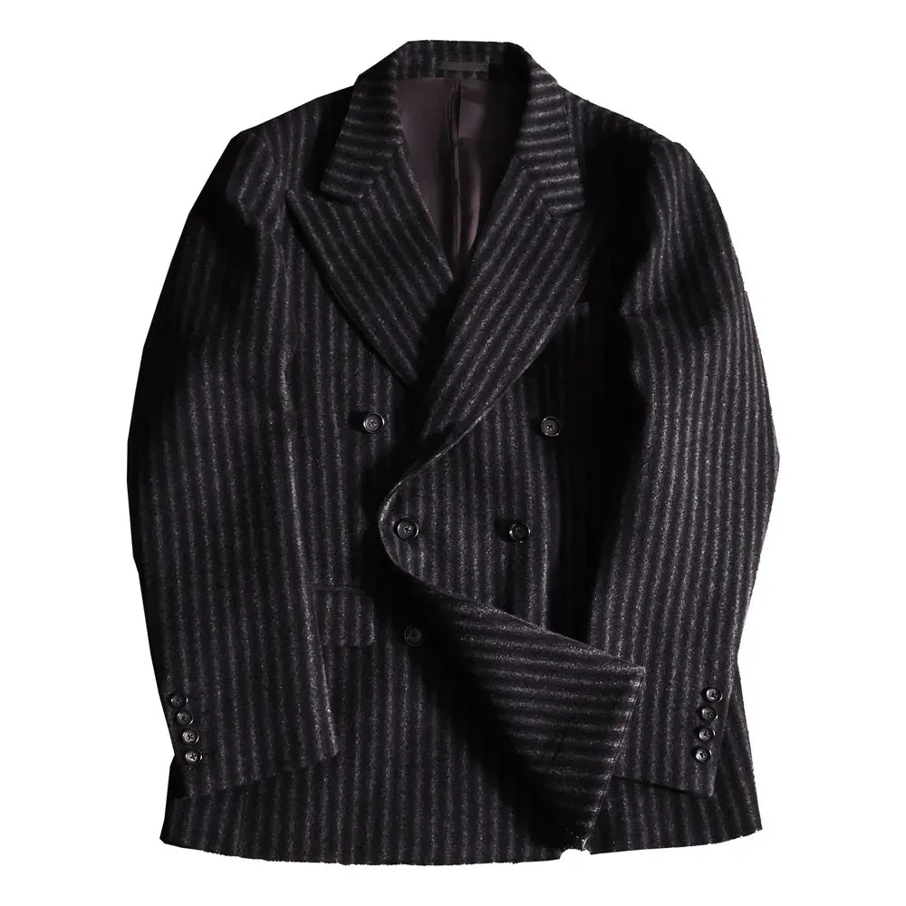 Men's Striped Tweed Double-breasted Suit Jacket Blazer - Classic Vintage Wedding Dress