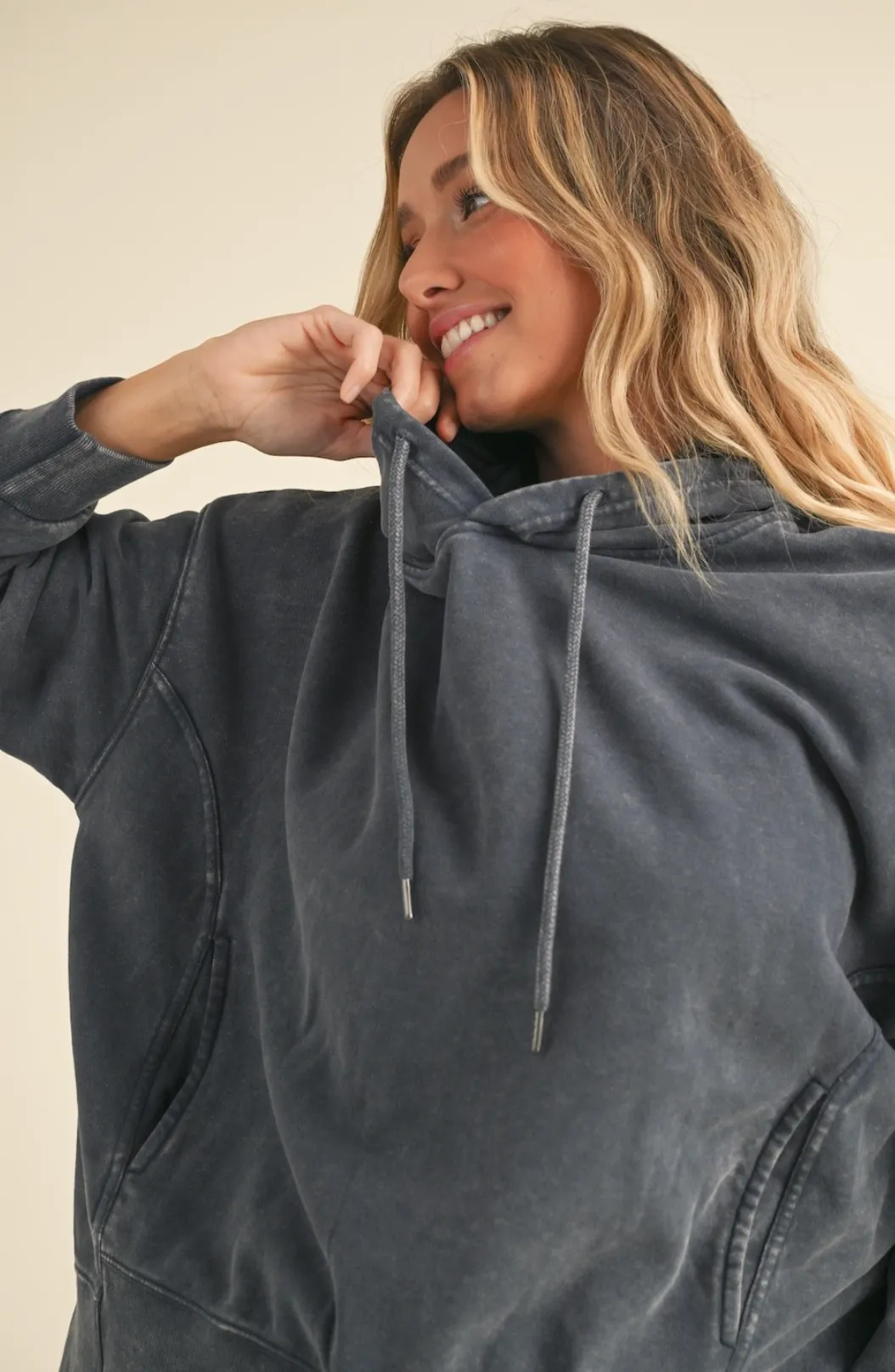 Mineral Wash Oversized Pullover Hoodie