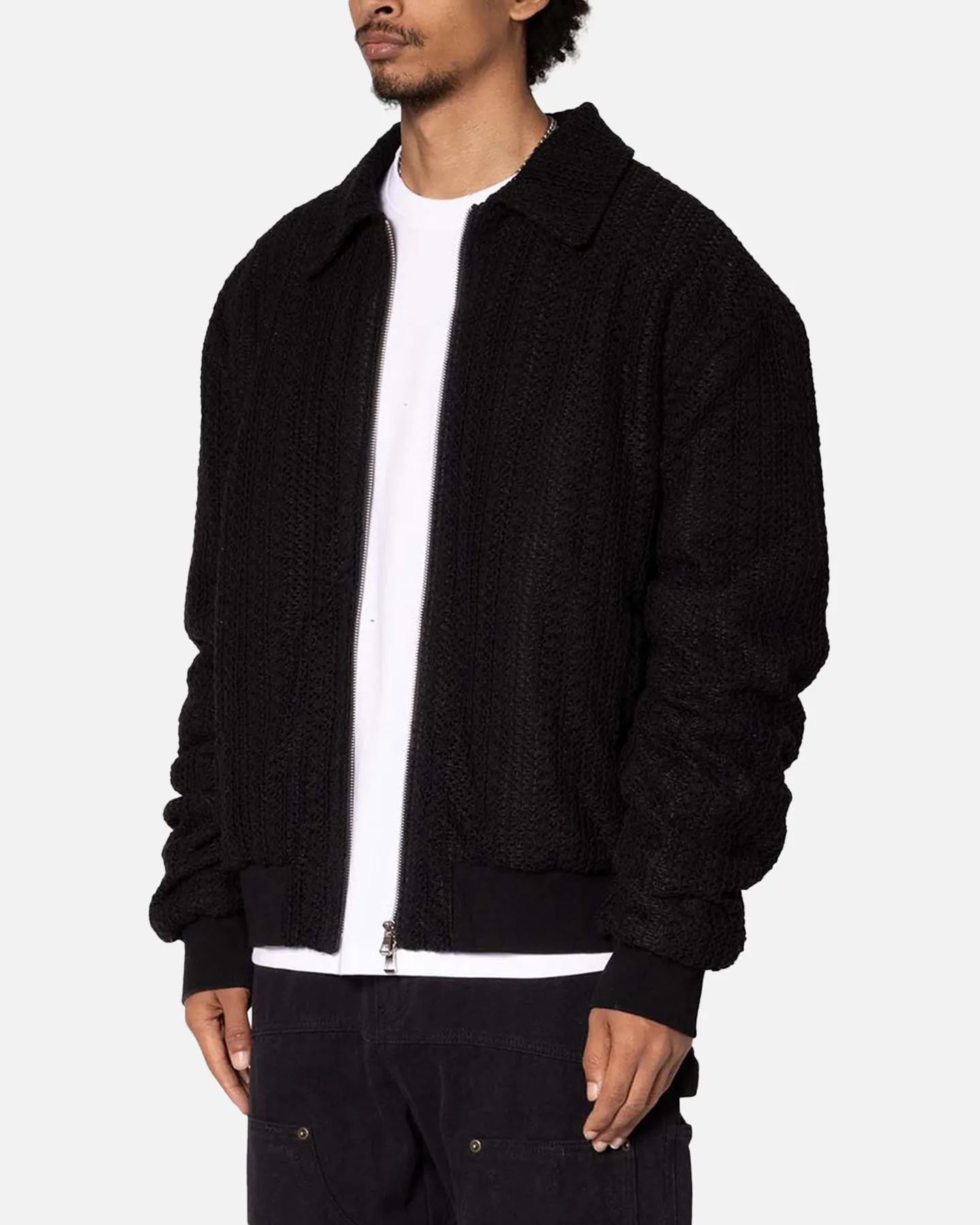 MNML Crochet Bomber Jacket Black