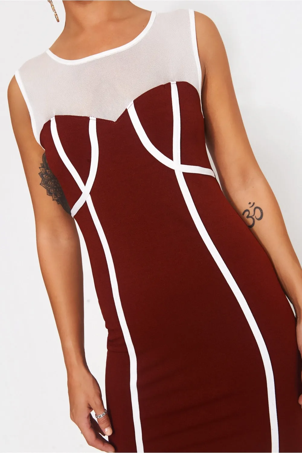 Molly Burgundy Mesh Bodycon Dress