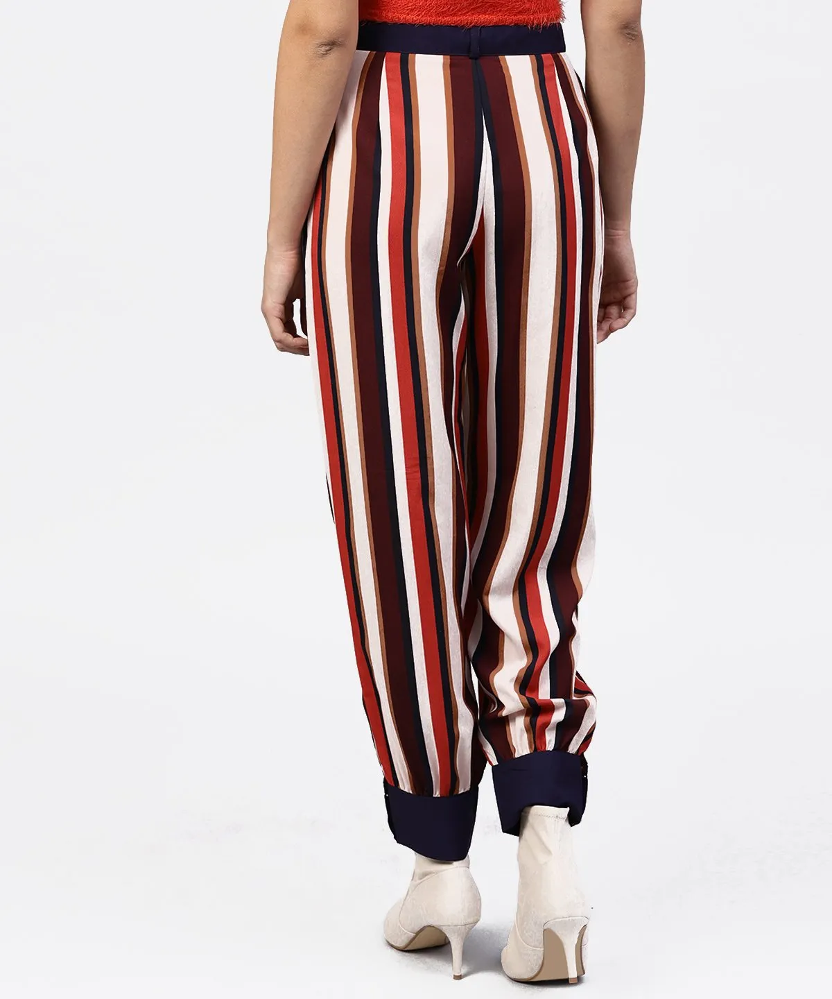 Multi Printed Ankle Length Striped Trouser