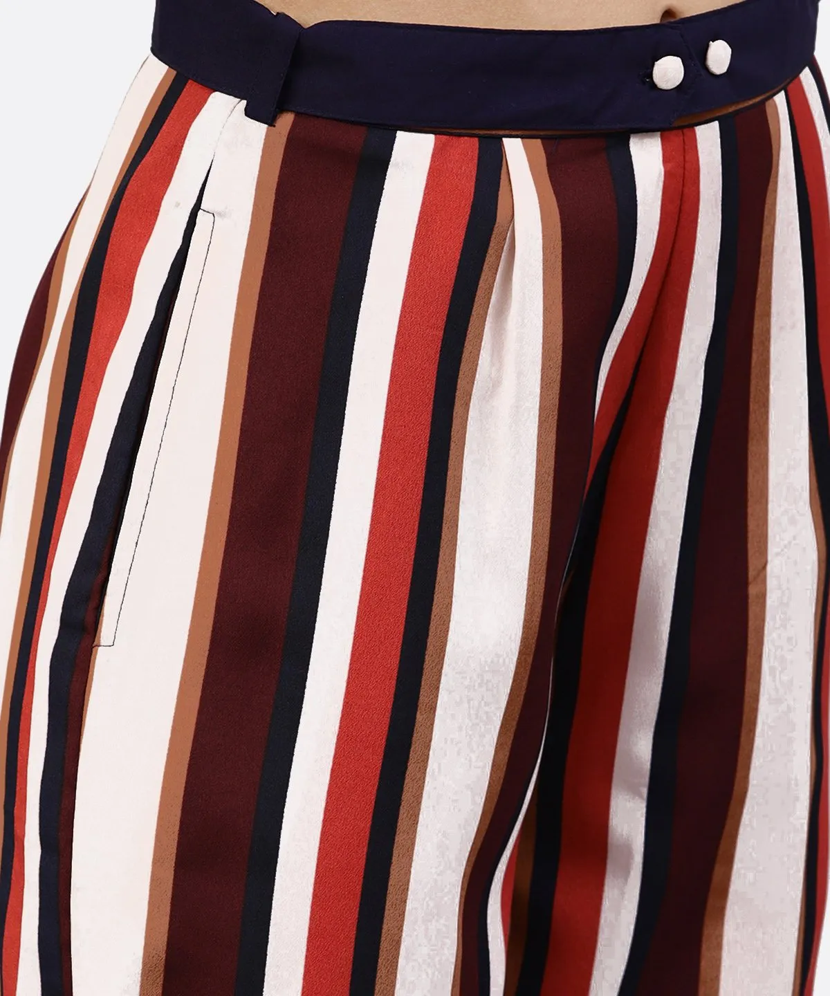 Multi Printed Ankle Length Striped Trouser