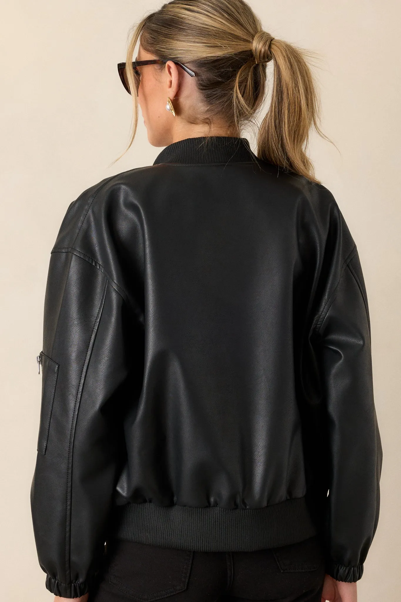 My Legacy Black Faux Leather Bomber Jacket